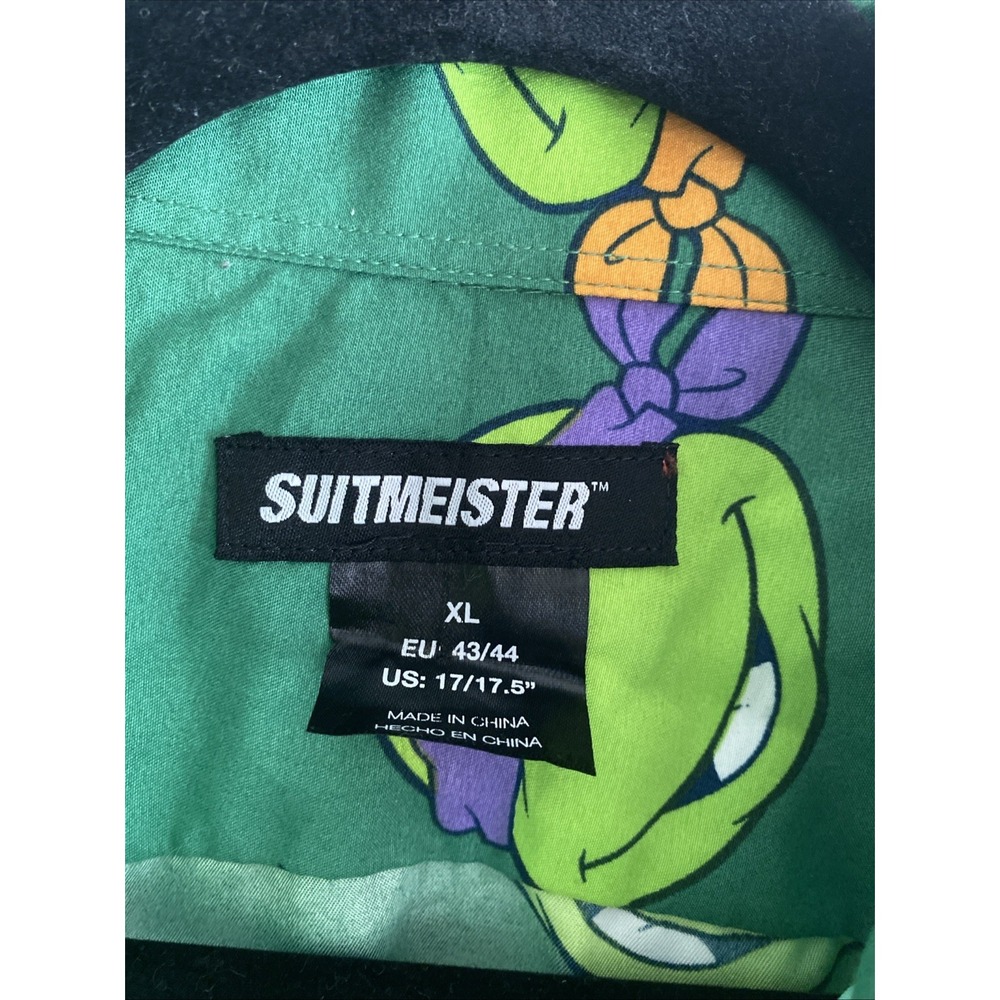 Suitmeister Mens XL Green Ninja Turtles Long Sleeve Dress Shirt - Picture 2 of 5